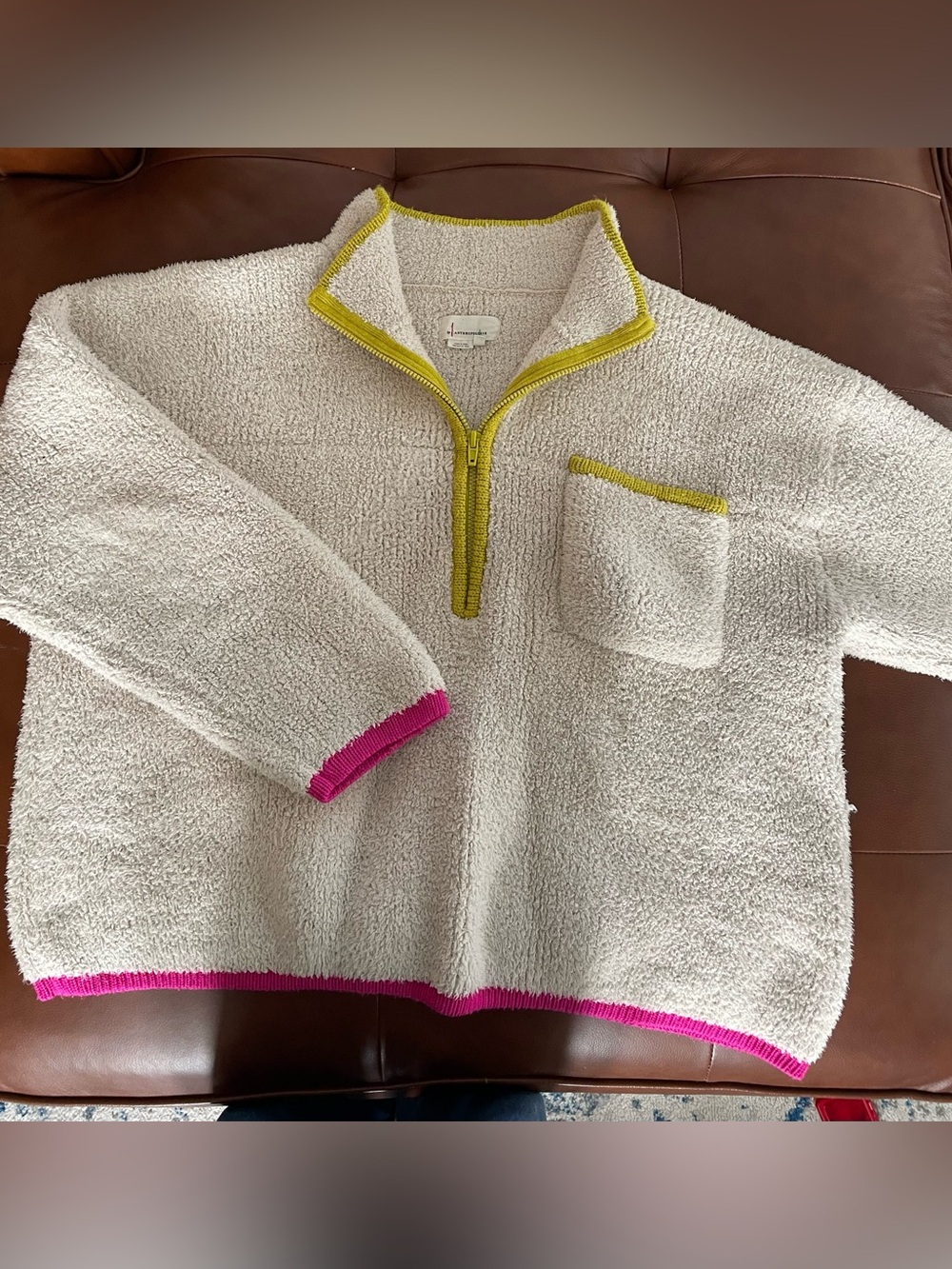 Anthropologie Cream Quarter Zip